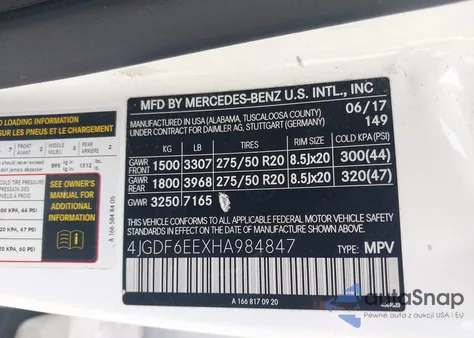 2017 Mercedes-Benz Gls 450 4Matic from USA, damaged, VIN 4JGDF6EEXHA984847